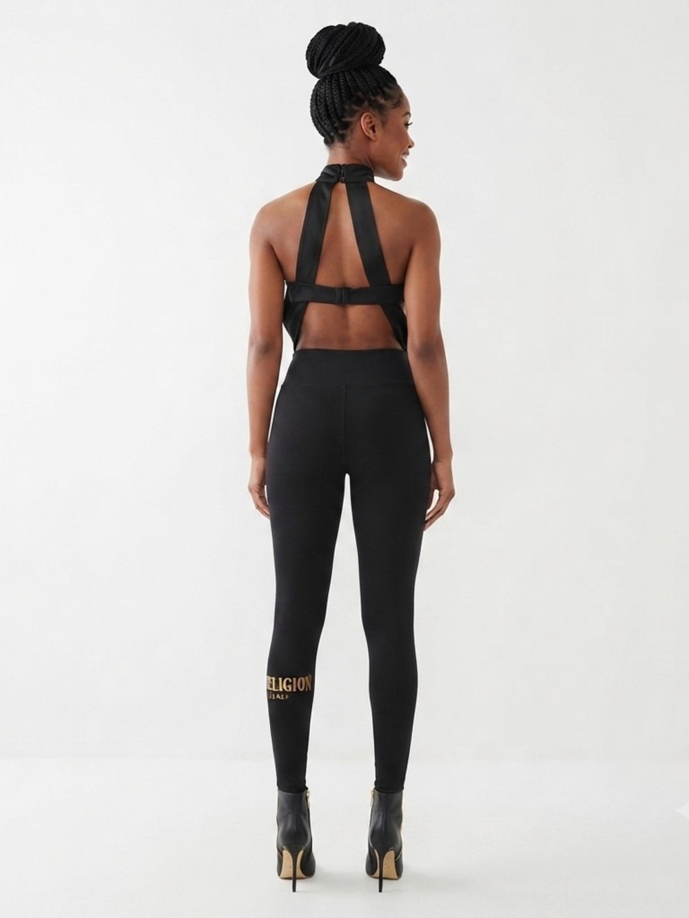 True Religion Women’s Black Leggings with Gold Logo - Size XL - Picture 2 of 7